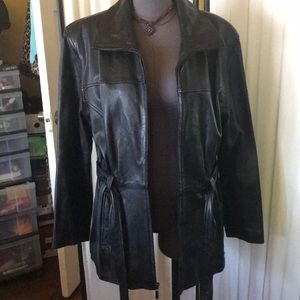 Black leather jacket size Large